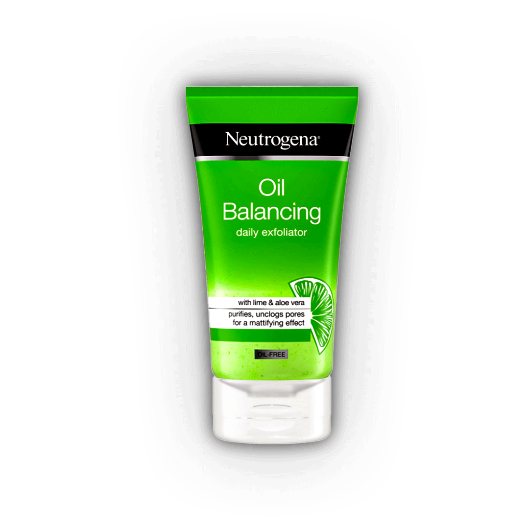 Neutrogena Oil Balancing Daily Exfoliator 150ml | Lime & Aloe Vera Face Scrub for Oily Skin